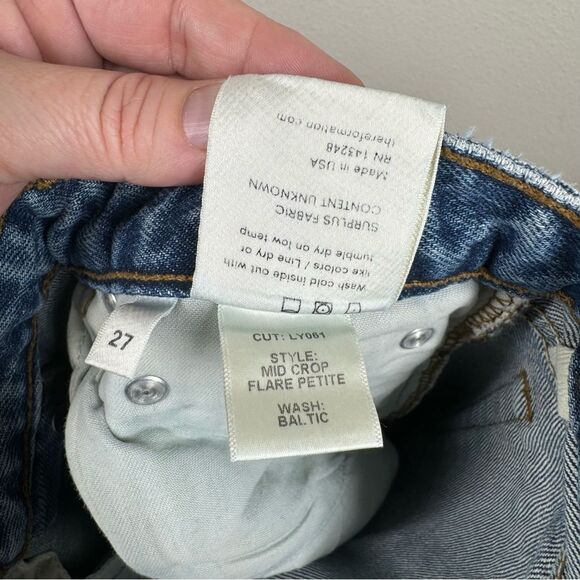 Reformation Mid Crop Flare Jeans Button Fly Baltic Wash Size 27 Petite - Picture 8 of 8
